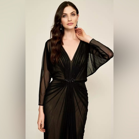 Tadashi Shoji NWT long sleeve gown Trades/Offers Prom Maxi Sheer 1920 - Picture 3 of 13